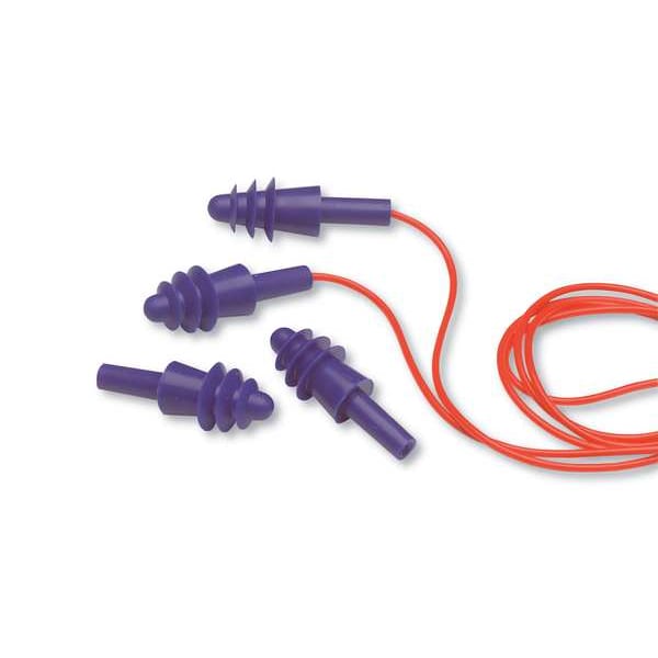 Honeywell Howard Leight AirSoft Reusable TPE Ear Plugs, Flanged Shape, 27 dB, Blue, 100 PK - DPAS-1