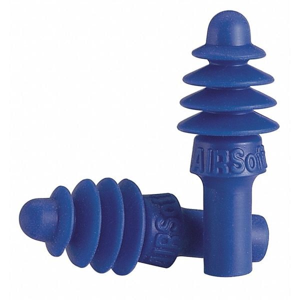 Honeywell Howard Leight AirSoft Reusable TPE Ear Plugs, Flanged Shape, 27 dB, Blue, 100 PK - DPAS-1