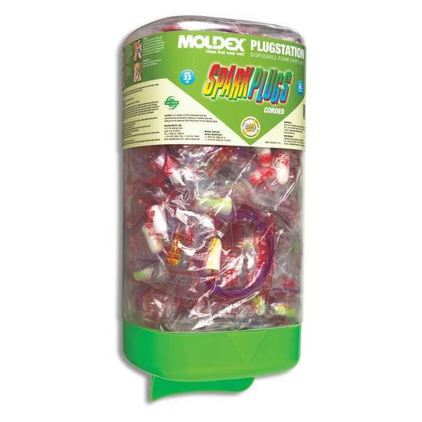 Moldex Disposable Corded Ear Plugs with Dispenser, Bullet Shape, 33 dB, 150 Pairs, Multicolor - 6880