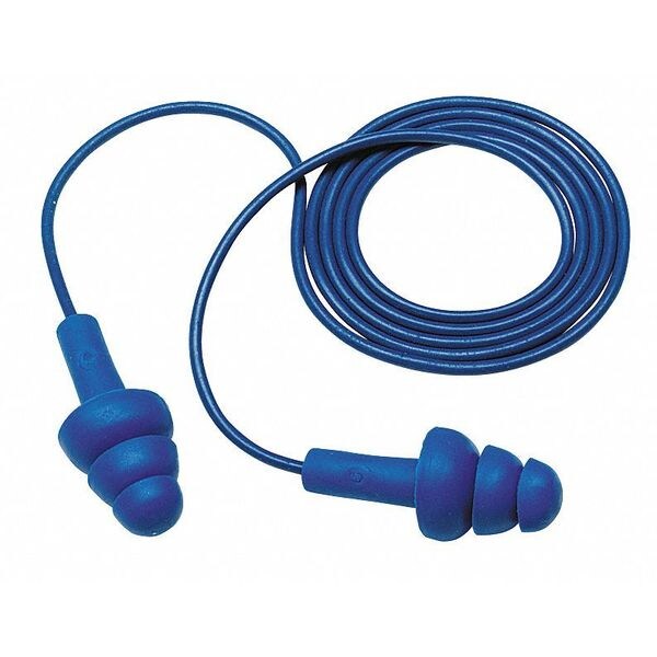 3M E-A-R UltraFit Reusable Corded Ear Plugs, Flanged Shape, NRR 25 dB, M, Blue, 200 Pairs - 340-4017