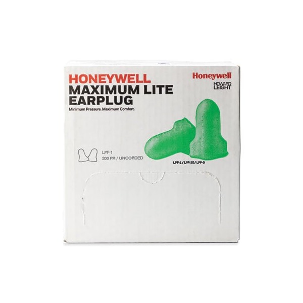 Honeywell Environmental HowardLeig, Lpf-1 Max Lite Single-Use Earplugs, Cordless, 30nrr, Green, 200 Pairs - LPF1