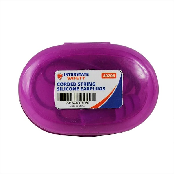 Interstate Safety Reusable Silicone Waterproof Ear Plugs, 25 Inch Long32dB NRR, PK 100 - 40206BX