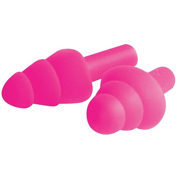 Erb Safety ERB04 Reusable TPE Ear Plugs, Flanged Shape, 25 dB, Bright Pink, 100 PK - 14396