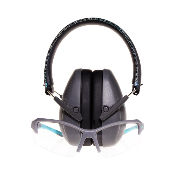 Girls With Guns Assure Protective Safety Glasses & Earmuffs Combo Set, Gray/Teal/Black - 2388