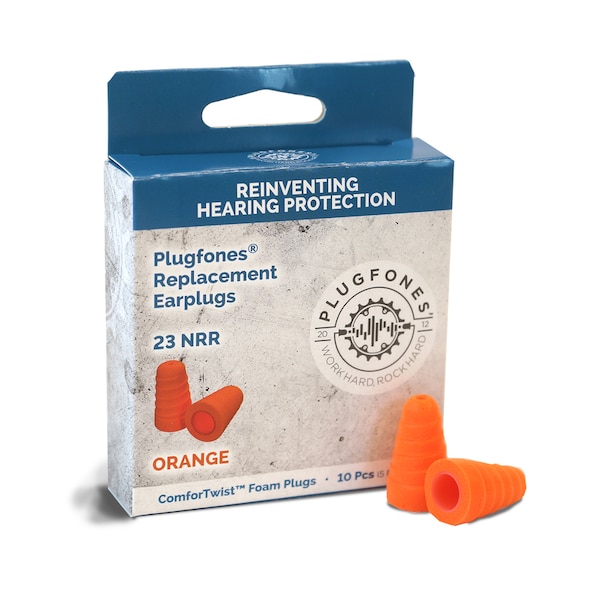 Plugfones Plugfones ComforTwist 29 dB Soft Foam Replacement Tip Replacement Ear Plugs Orange 5 pair - PRP-FO10