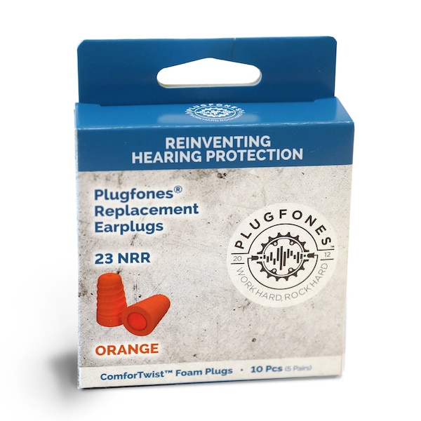 Plugfones Plugfones ComforTwist 29 dB Soft Foam Replacement Tip Replacement Ear Plugs Orange 5 pair - PRP-FO10