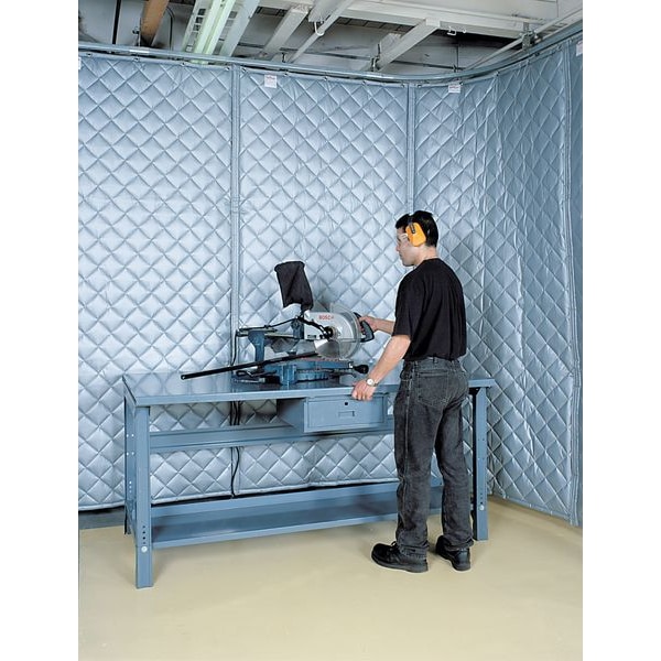 Singer Safety Acoustic Partition, 0.7 NRC, Fiberglass, 8 ft W, 25 ft L, 2 in Thick, Gray - 22124810