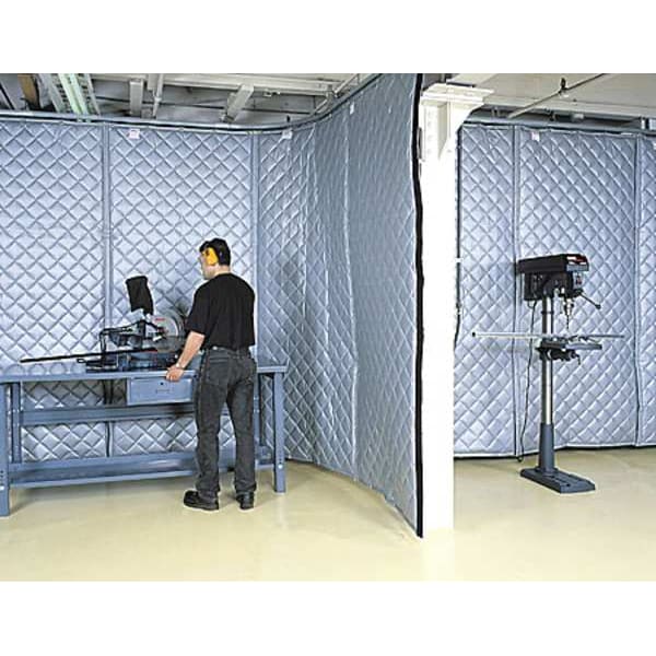 Singer Safety Acoustic Partition, 0.7 NRC, Fiberglass, 12 ft W, 8 ft L, 2 in Thick, Gray - 22124128