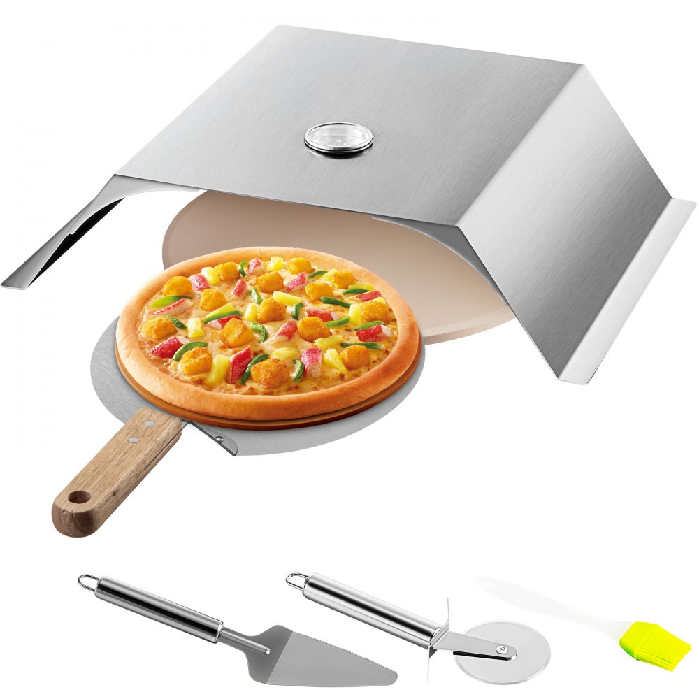 VEVOR Pizza Oven Kit, Stainless Steel Grill Pizza Oven, Pizza Maker Kit for Most 22" Charcoal Grilll, Grill Pizza Oven Kit Including Pizza Chamber, 13" Round Pizza Stone, 10 x 11.8 inch Pizza Peel - BSKXBXGPSLFJ3JT01V0
