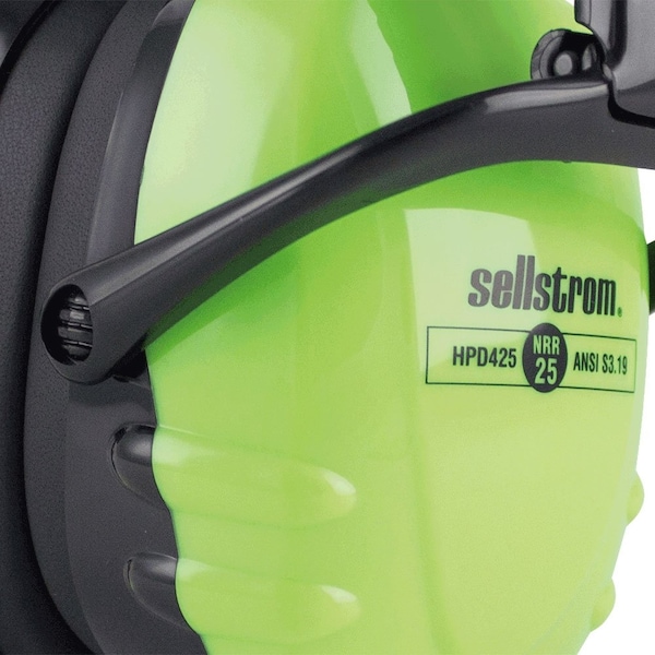 Sellstrom Over-the-Head Ear Muffs, 25 dB, HPD425, Hi-Vis Green - S23407