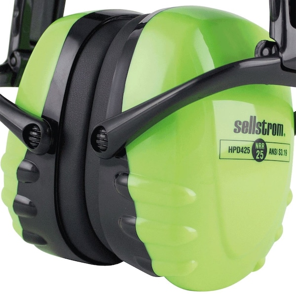 Sellstrom Over-the-Head Ear Muffs, 25 dB, HPD425, Hi-Vis Green - S23407
