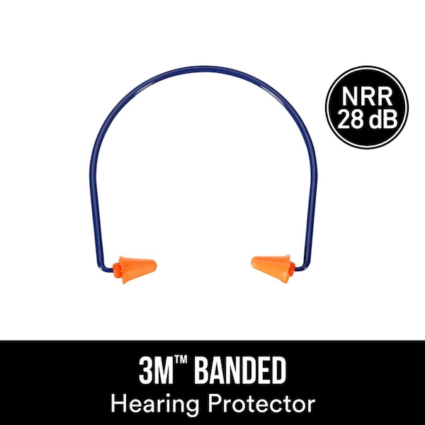 3M Tekk Protection 3M 28 dB PVC Hearing Protector Banded Ear Plugs Blue/Orange 1 pk - 90537-6DC