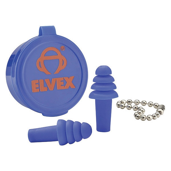 Delta Plus Quattro(TM) Reusable Foam Ear Plugs, Flanged Shape, 25 dB, Blue, 50 PK - EP-402