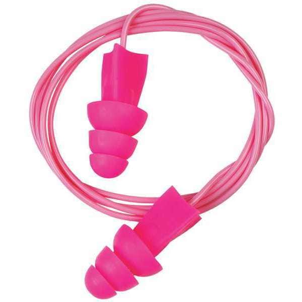 Tasco Tri-Grip Reusable Vinyl Ear Plugs, Flanged Shape, 27 dB, Pink, 100 PK - 100-19010