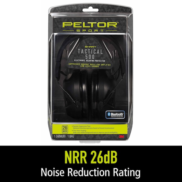 3M Peltor Over-the-Head Electronic Ear Muffs, 26 dB, Peltor Sport Tactical 500 - TAC500-OTH