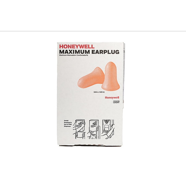 Honeywell Howard Leight MAX-1-D Ear Plugs Dispenser Refill, Uncorded, Bell Shape, NRR 33 dB, Disposable, Coral, M, 500 Pairs - MXM-1-DG