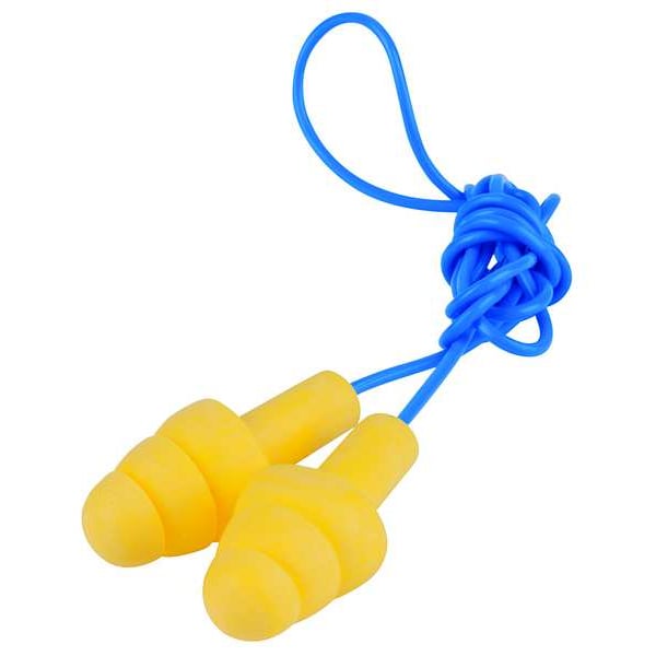 3M UltraFit Reusable Corded Earplugs, Flanged Shape, 25 dB NRR, Push-In, Med, Yellow/Blue, 1 Pair - 340-4004