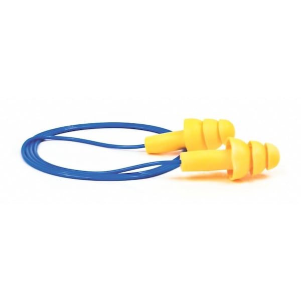 3M UltraFit Reusable Corded Earplugs, Flanged Shape, 25 dB NRR, Push-In, Med, Yellow/Blue, 1 Pair - 340-4004
