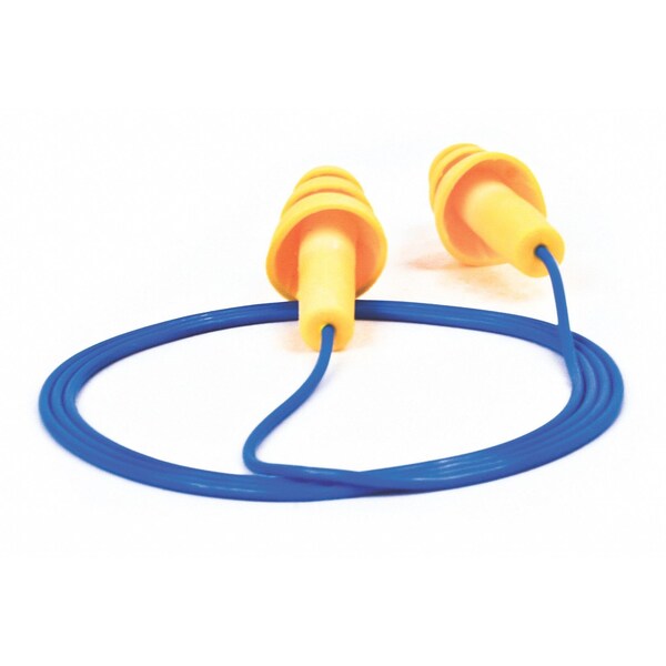 3M UltraFit Reusable Corded Earplugs, Flanged Shape, 25 dB NRR, Push-In, Med, Yellow/Blue, 1 Pair - 340-4004