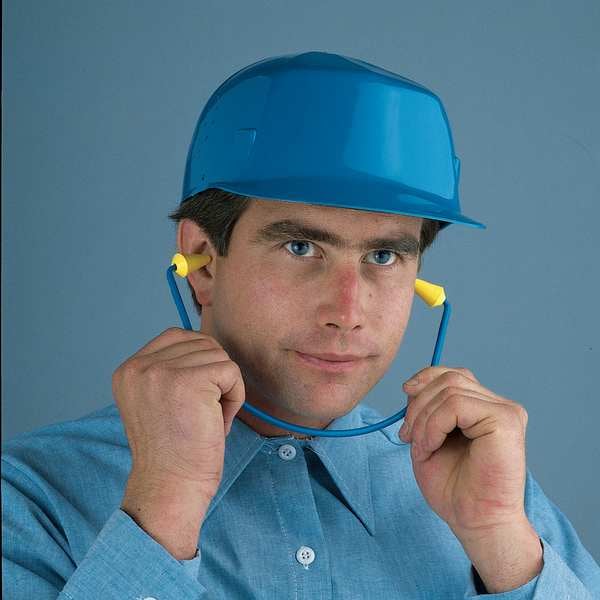 3M E-A-R Caboflex Reusable Banded Ear Plugs, Pod Shape, NRR 20 dB, M, Blue/Yellow, 1 Pair - 320-2001