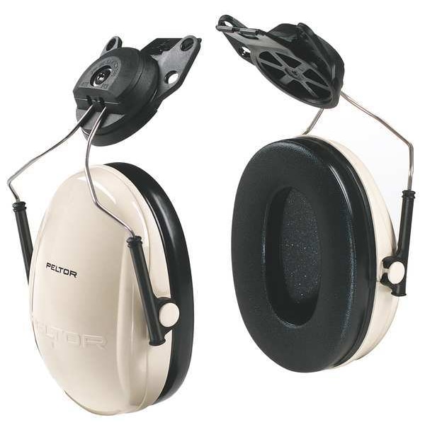 3M Peltor Hard Hat Mounted Ear Muffs, 21 dB, Peltor Optime 95, Beige/Black - H6P3E/V