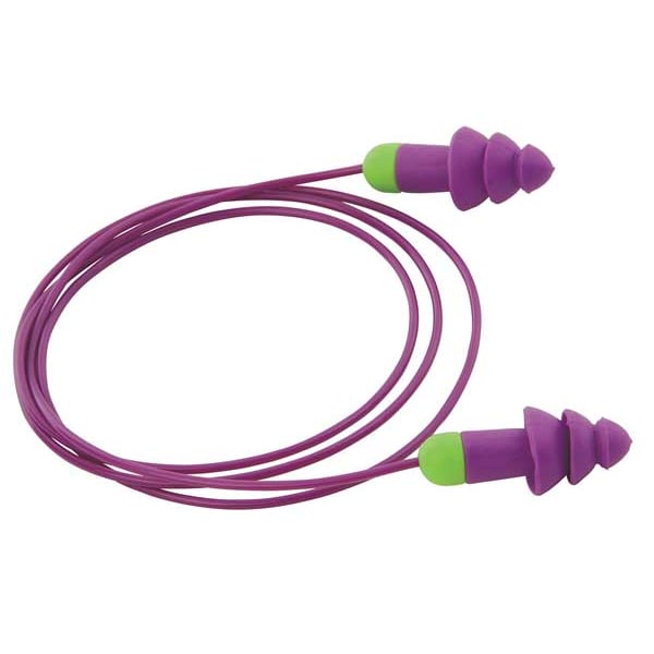 Moldex Rockets Reusable Corded Earplugs, Flanged, NRR 27 dB, with Carrying Case, M, 50 Pairs - 6404
