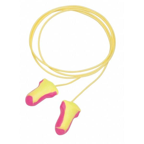Honeywell Howard Leight Laser Lite Disposable Corded Earplugs, Foam, Contoured-T Shape, NRR 32 dB, Magenta/Yellow, 5 Pairs - LL-5-30