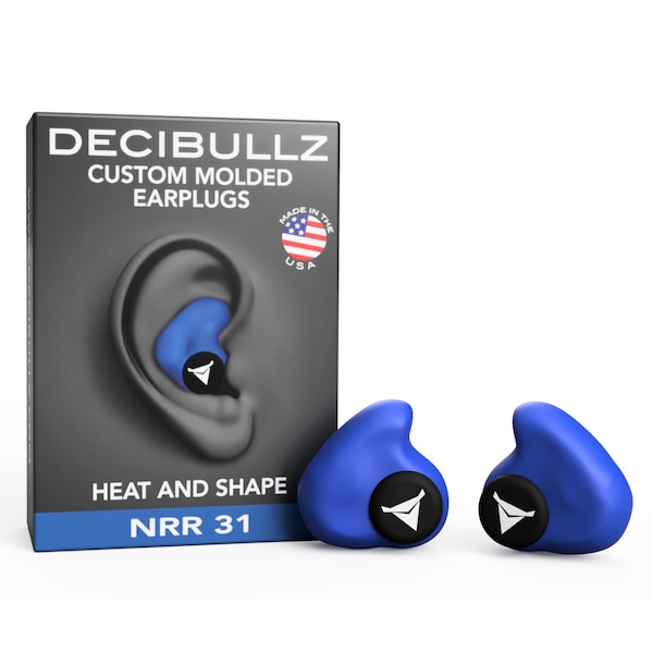 Decibullz Custom Molded Earplugs Blue, 31 NRR, Simple DIY Process, Remoldable if needed - PLG1-BLU