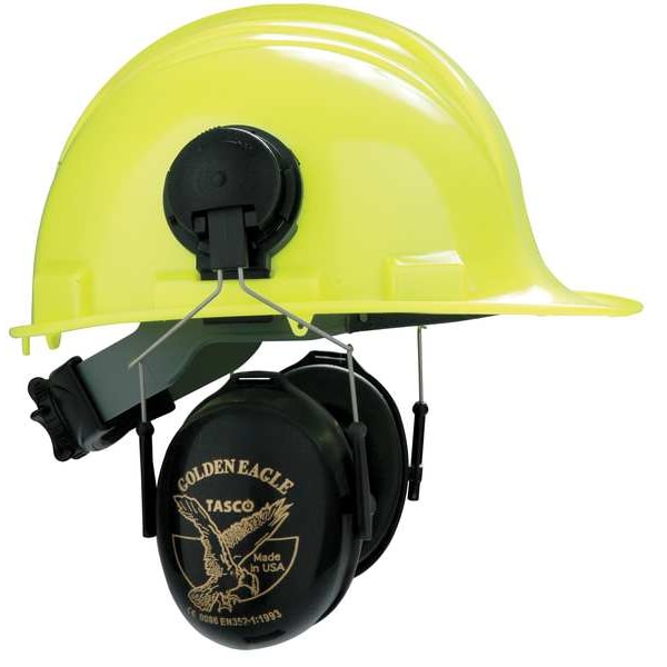 Tasco Hard Hat Mounted Ear Muffs, 26 dB, Golden Eagle, Black - 100-02951