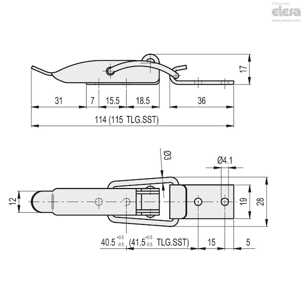 Elesa Hook clamps, TLG.SST-12/114+R - TLG.