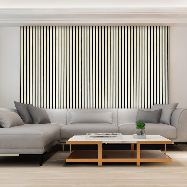 Ejoy Acoustic Slat Wood Wall Cladding Panel With Real Wood Skin Veneer, 94.5in x 24in x 0.8in - ACPRW001-WHITEASH