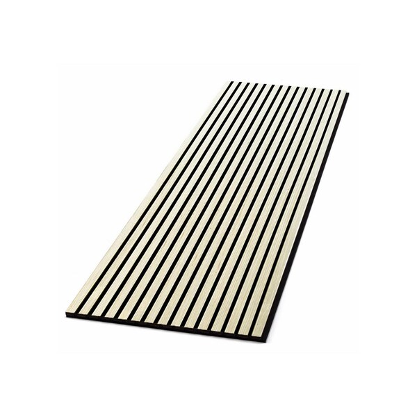 Ejoy Acoustic Slat Wood Wall Cladding Panel With Real Wood Skin Veneer, 94.5in x 24in x 0.8in - ACPRW001-WHITEASH