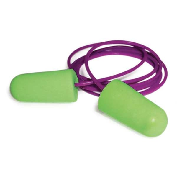 Moldex Pura-Fit Disposable Corded Ear Plugs, Bullet Shape, NRR 33 dB, M, Green, 100 Pairs - 6900