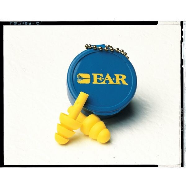3M E-A-R UltraFit Reusable Corded Ear Plugs, Flanged Shape, NRR 27 dB, Blue/Yellow, 100 Pairs - 340-8002