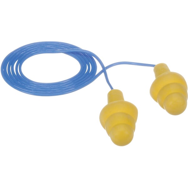 3M Yes Polymer UltraFit Corded Earplugs, 25 dB, Yellow, 100 PK - MMM3404004