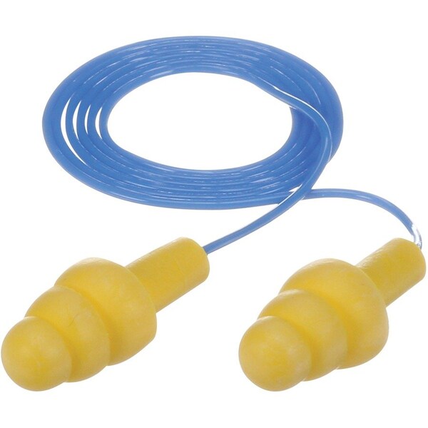 3M Yes Polymer UltraFit Corded Earplugs, 25 dB, Yellow, 100 PK - MMM3404004