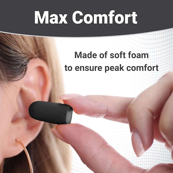 Wecare Foam Earplugs, 33 dB, Black, 30 PK - WMN100194