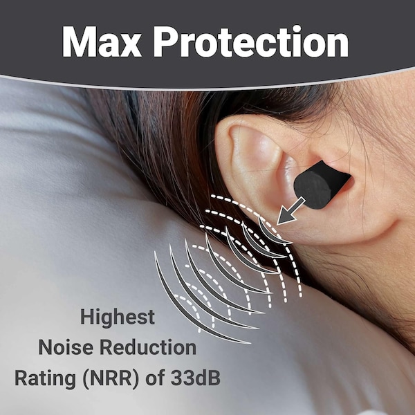 Wecare Foam Earplugs, 33 dB, Black, 30 PK - WMN100194