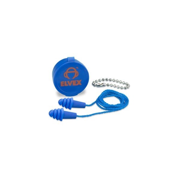 Delta Plus Elvex Quattro Reusable Earplugs With Chain  Case, NRR 27, Corded, 50 PairsBox - WELEP412