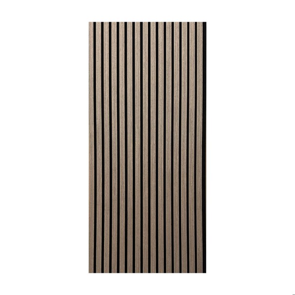 Ejoy Acoustic Slat Wood Wall Cladding Panel With Real Wood Skin Veneer, 94.5in x 24in x 0.8in - ACPRW003-GREYWALNUT