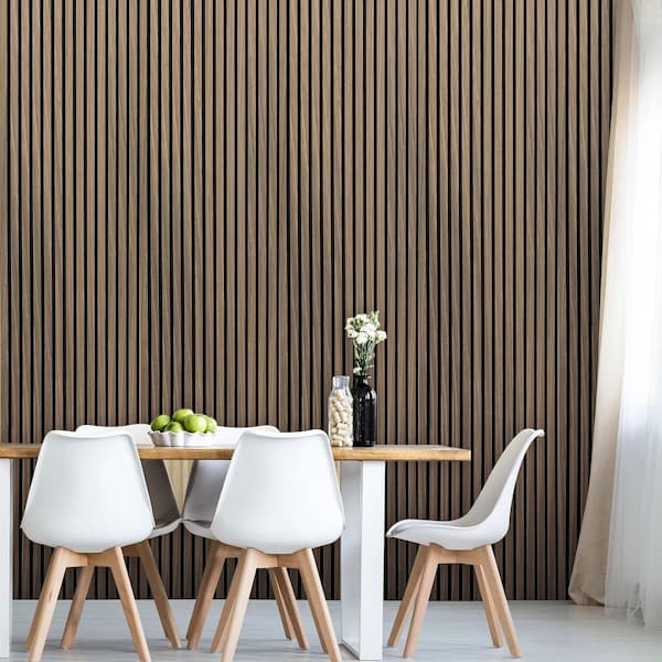 Ejoy Acoustic Slat Wood Wall Cladding Panel With Real Wood Skin Veneer, 94.5in x 24in x 0.8in - ACPRW005-GREYOAK
