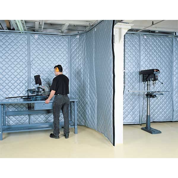 Singer Safety Acoustic Partition, 0.7 NRC, Fiberglass, 4 ft W, 25 ft L, 2 in Thick, Gray - 22124C48