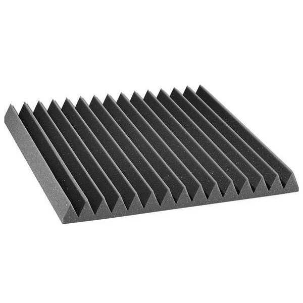 Auralex Acoustics Acoustic Foam, 0.8 NRC, Foam, 24 in W, 24 in L, 2 in Thick, Gray, 12 PK - 2SF22CHA-HP