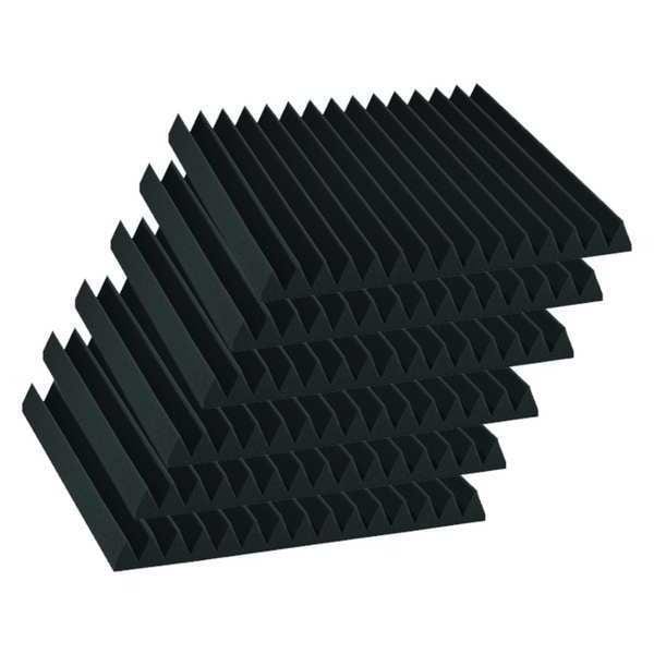 Auralex Acoustics Acoustic Foam, 1.1 NRC, Foam, 24 in W, 24 in L, 4 in Thick, Gray, 6 PK - 4SF22CHA-HP