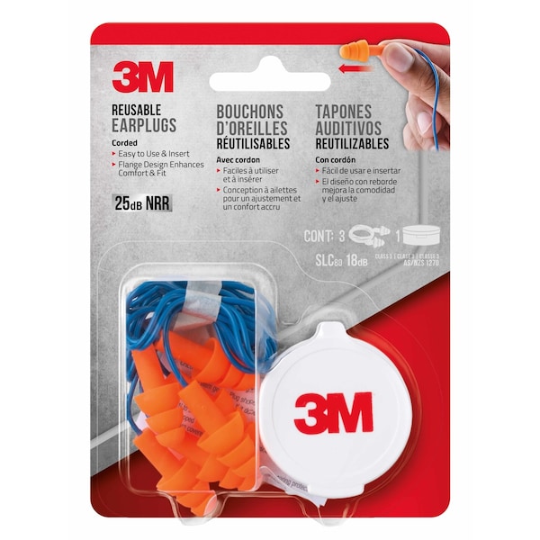 3M Tekk Protection 3M 25 dB Polyurethane Foam Earplugs Blue/Orange 3 pair - 90716H3-DC