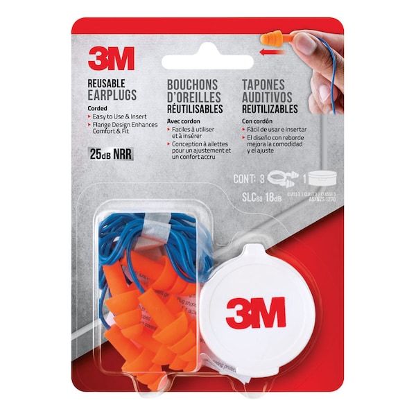 3M Tekk Protection 3M 25 dB Polyurethane Foam Earplugs Blue/Orange 3 pair - 90716H3-DC