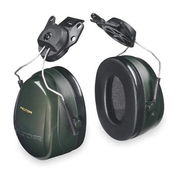 3M Peltor Peltor Optime 101 Hard Hat-Mounted Earmuffs, Passive Protection, NRR 24 dB, Foam, Black/Green - H7P3E