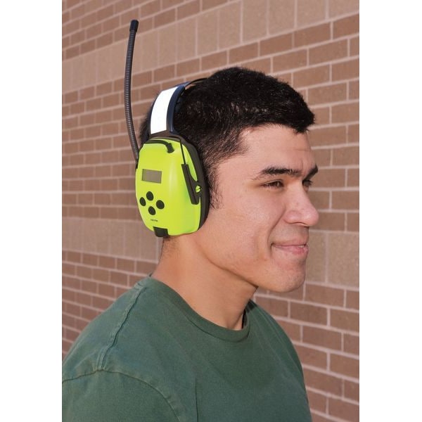 Honeywell Howard Leight Over-the-Head Electronic Ear Muffs, 25 dB, Sync Radio, Green - 1030390