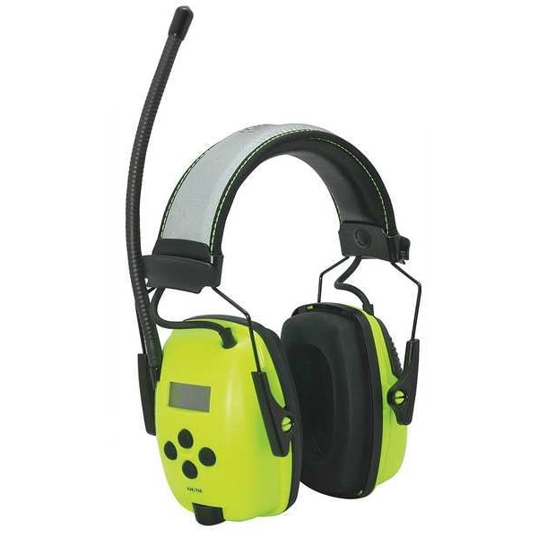 Honeywell Howard Leight Over-the-Head Electronic Ear Muffs, 25 dB, Sync Radio, Green - 1030390