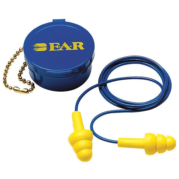 3M E-A-R UltraFit Reusable Corded Ear Plugs, Flanged Shape, NRR 25 dB, Plastic Case, 1 Pair - 340-4002